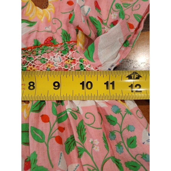 Mini Boden Pink Floral Bunnies Summer Sunflowers Dress Size 2-3Y Embroidered Euc - Picture 14 of 16